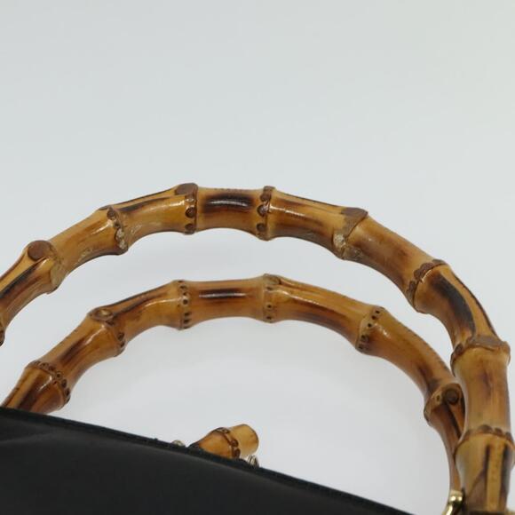 GUCCI Bamboo Hand Bag Leather Black Gold 000 2865 000 2865 - Picture 8 of 12